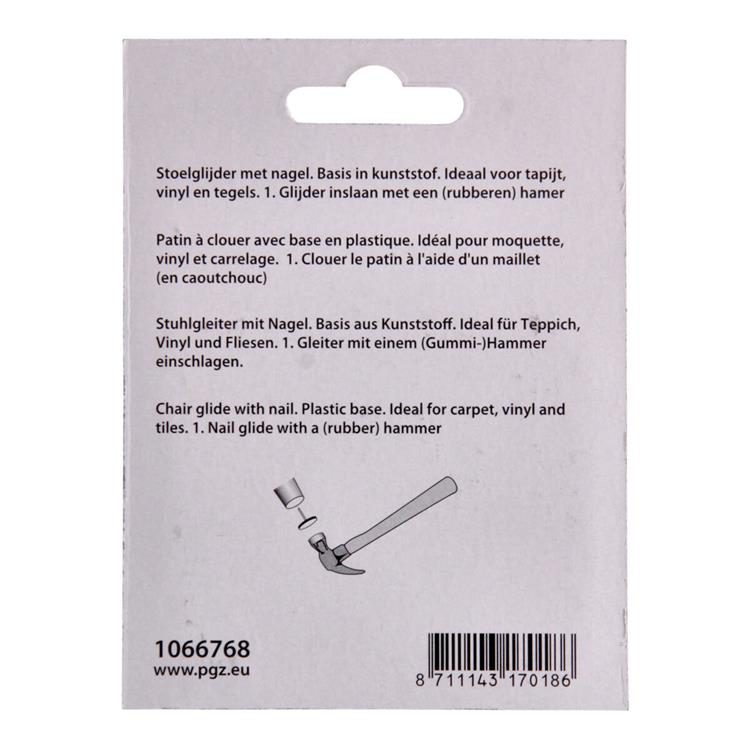 Mack 1066768 - stoelglijder nagel kunststof zwart ø 19 mm 12 st pcs | 6 stuks