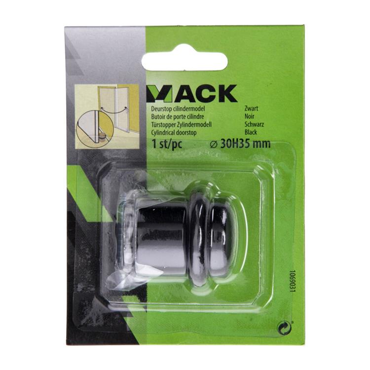 Mack 1069031 - deurstop cilindermodel zwart ø 30h35 mm 1 st pc | 6 stuks