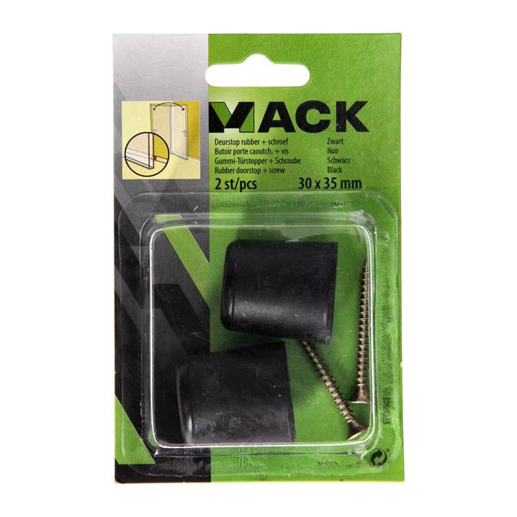 Mack 1069023 - deurstop rubber + schroef zwart 30 x 35 mm 2 st pcs | 6 stuks