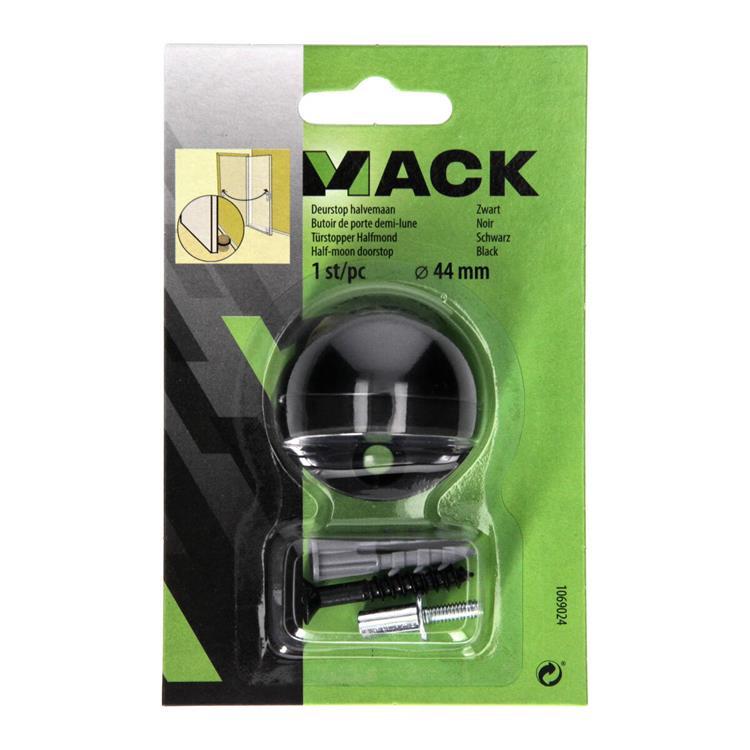 Mack 1069024 - deurstop halvemaan zwart ø 44 mm 1 st pc | 6 stuks