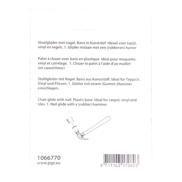 Mack 1066770 - stoelglijder nagel kunststof zwart ø 28 mm 4 st pcs | 6 stuks