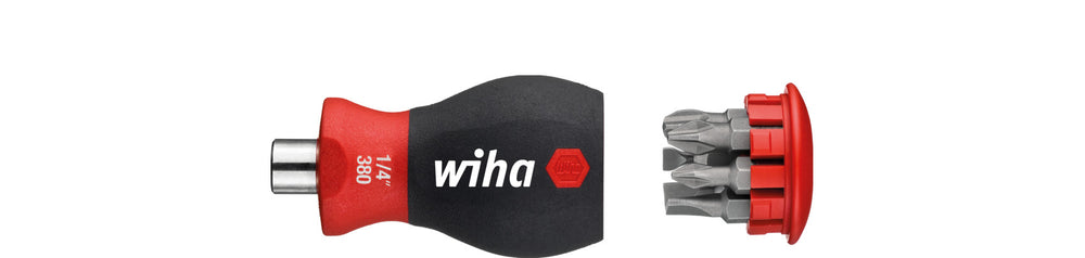 Wiha schroevendraaier met bitmagazijn magnetisch (zwart rood, 6 bits)