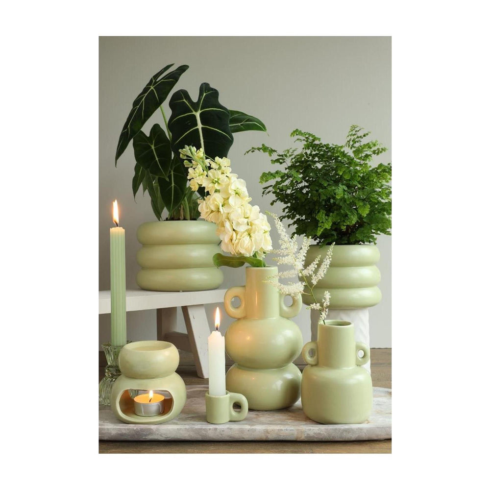 Ideas 4 seasons chubby vaas - kaarsenhouder ø7,6xh12cm jade groen