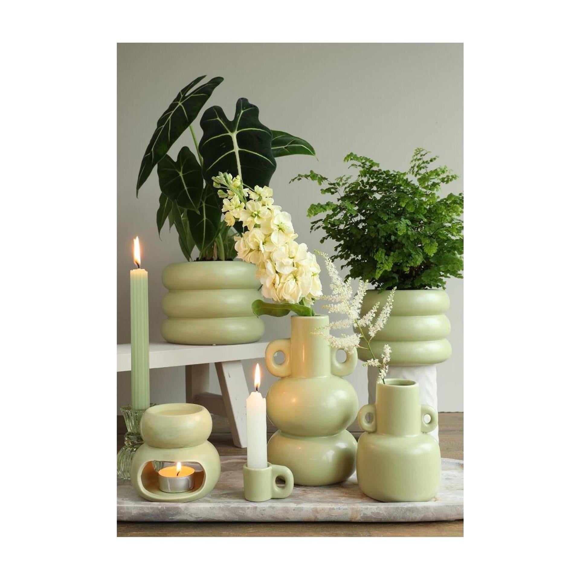 Ideas 4 seasons chubby vaas - kaarsenhouder ø7,6xh12cm jade groen