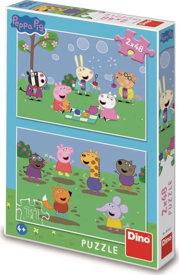 Dinotoys dino puzzel - peppa pig en haar vriendjes - 2 x 48 stukjes