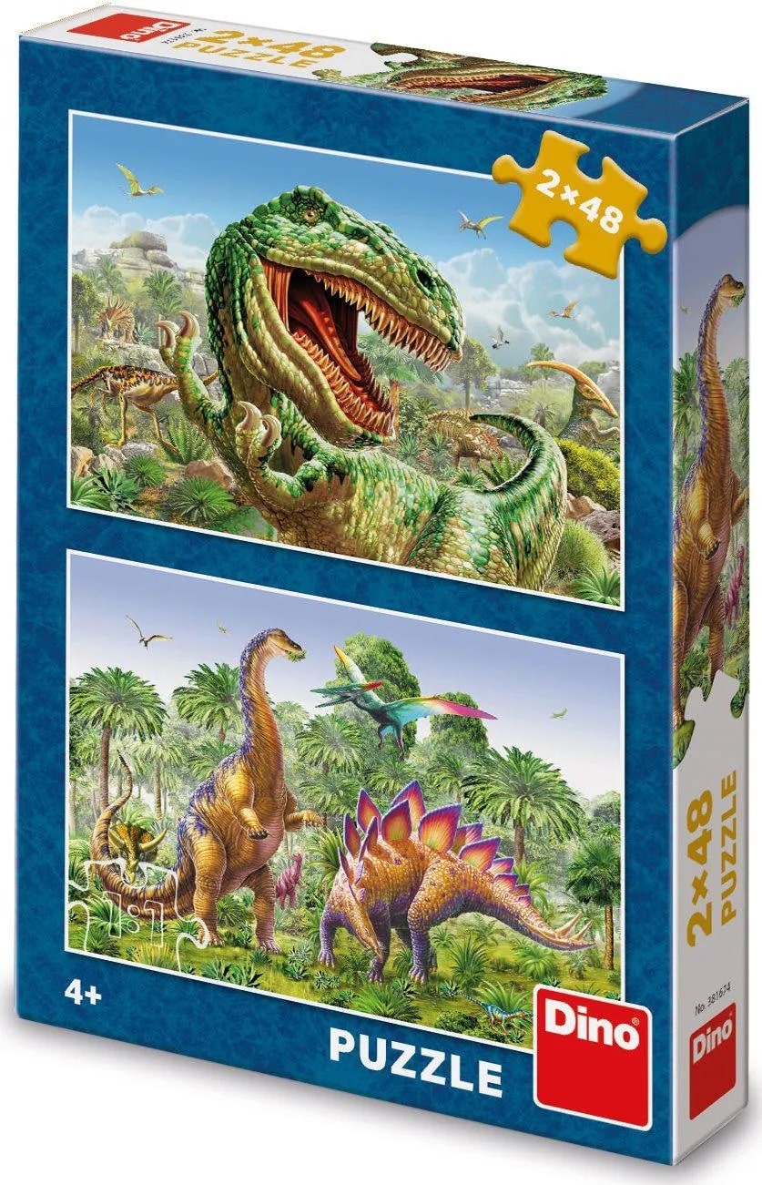 Dinotoys dinopuzzel - strijd tussen de dino's - 2 x 48 stukjes