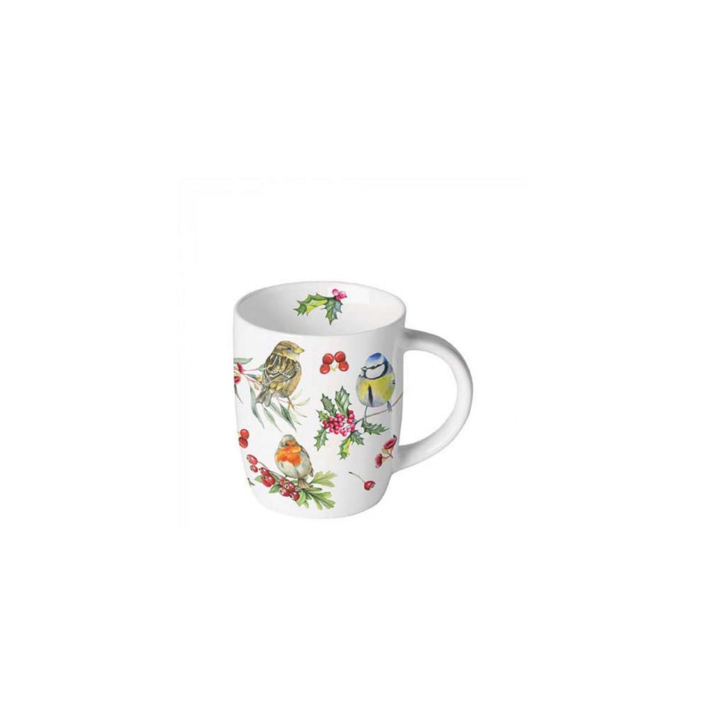 Ambiente mok 200ml birds in winter porselein dia7x8,5cm