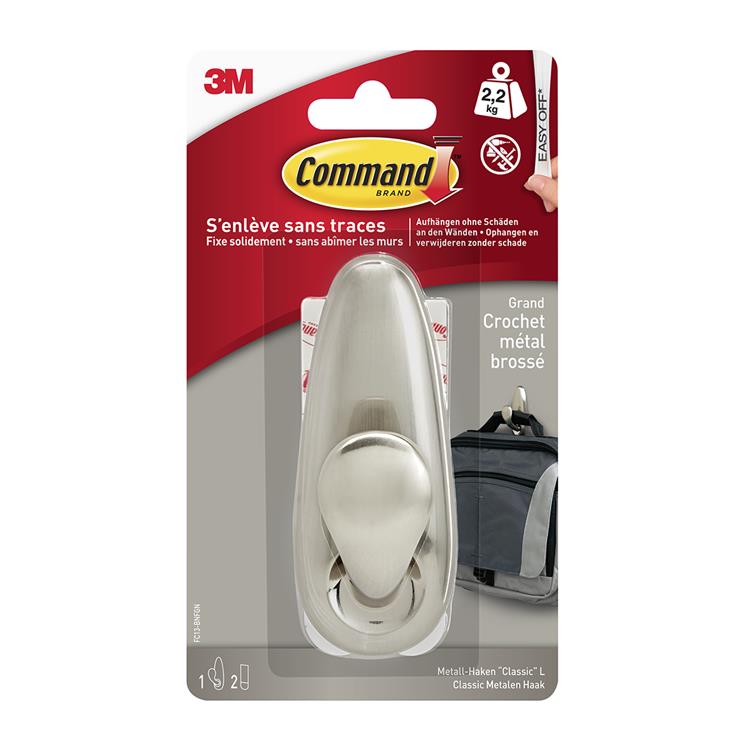 3m 1060947 - cmnd forever classic haak, geborst. ni, 1hk + 2s pk | 4 stuks