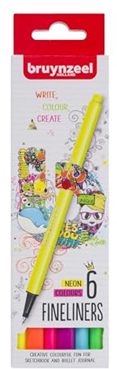 Bruynzeel finelinerset neon 6 kleuren