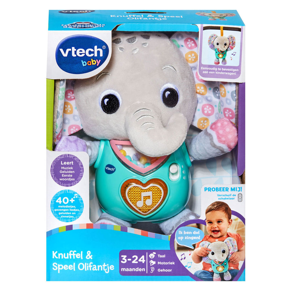 Vtech knuffel en speel olifantje grijs