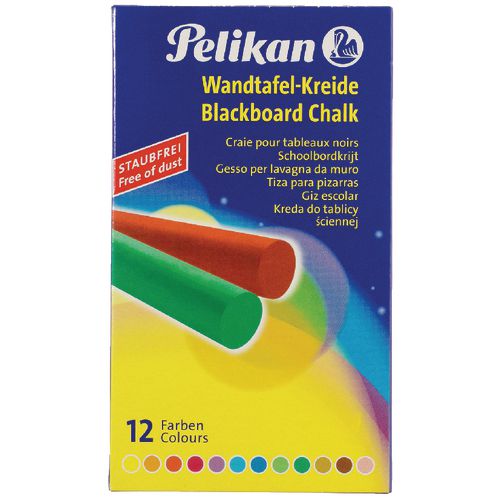 Schoolbordkrijt pelikan kleurenassortiment 12 stuks