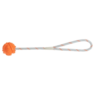 Trixie Ball on Rope Natural Rubber Floating Orange