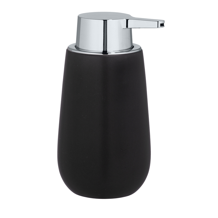 Wenko zeepdispenser badi zwart mat keramiek 320ml - zeeppompje vrijstaand en navulbaar - badkamer toilet keuken