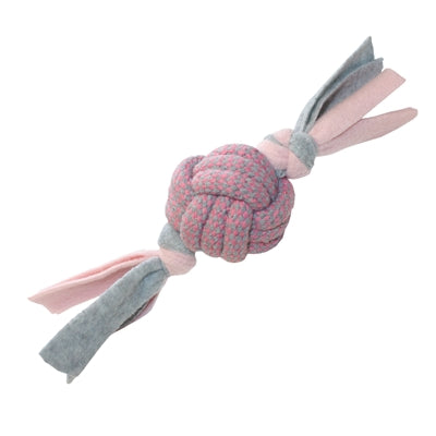 Kleine boefjes touwbal tugger met fleece roze