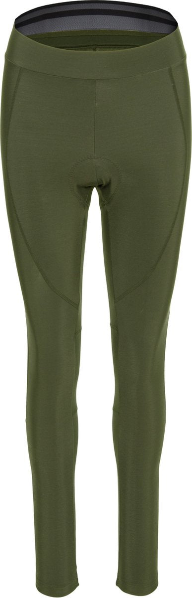 Agu essential - fietsbroek dames - wielrenbroek met zeem - groen - m - comfort heupband - platgestikte naden - siliconen gripper - reflecterend