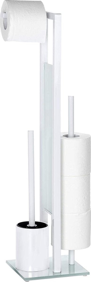 Wenko toiletbutler rivalta wit - toiletborstel met houder, toiletrolhouder en reserverolhouder vrijstaand