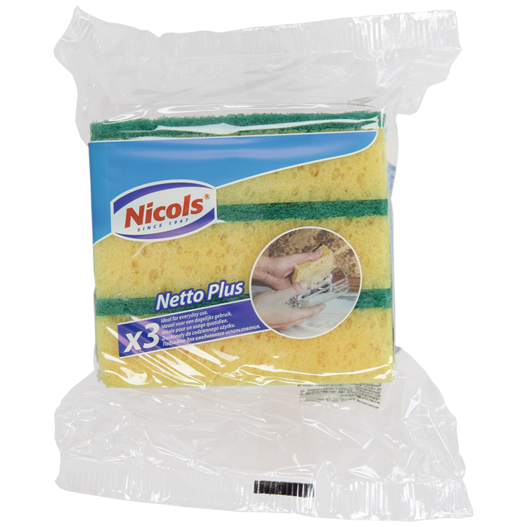 Nicols 1061449 - synthetisch schuurspons netto plus x3 | 6 stuks