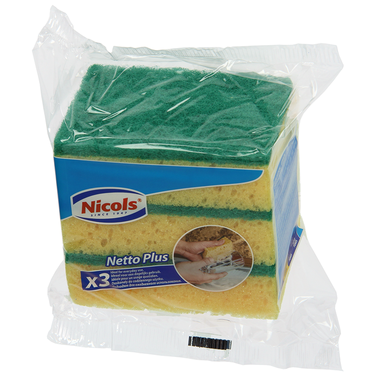 Nicols 1061449 - synthetisch schuurspons netto plus x3 | 6 stuks