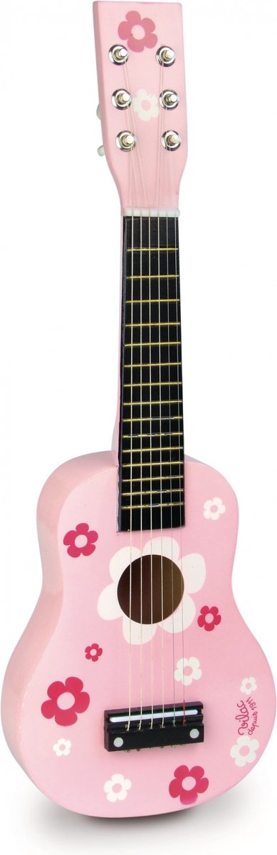 Vilac roze gitaar met bloemen