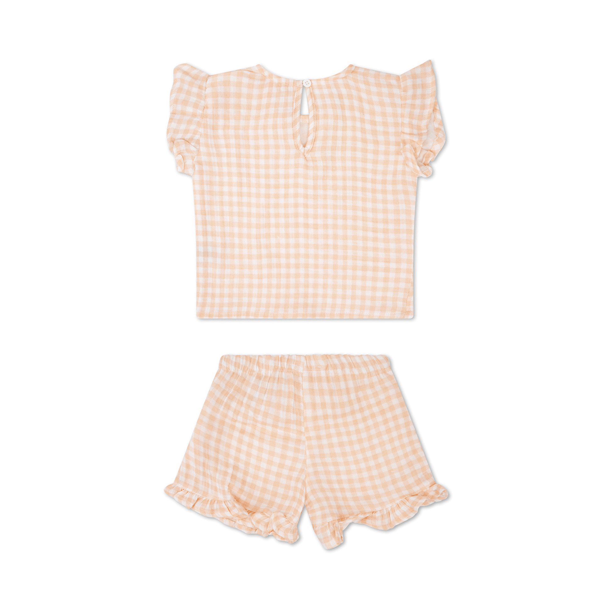 Zonsondergangraster | oranje wit meisjes set streng-mousseline