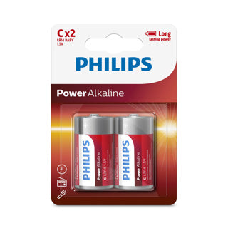 Batterij philips c 2 stuks power alkalisch