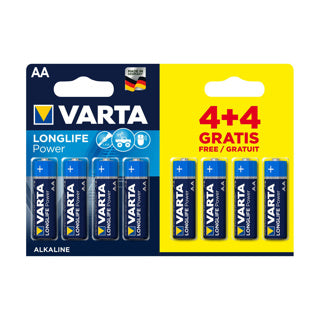 Varta batterij aa 4+4 alkalisch vermogen met lange levensduur