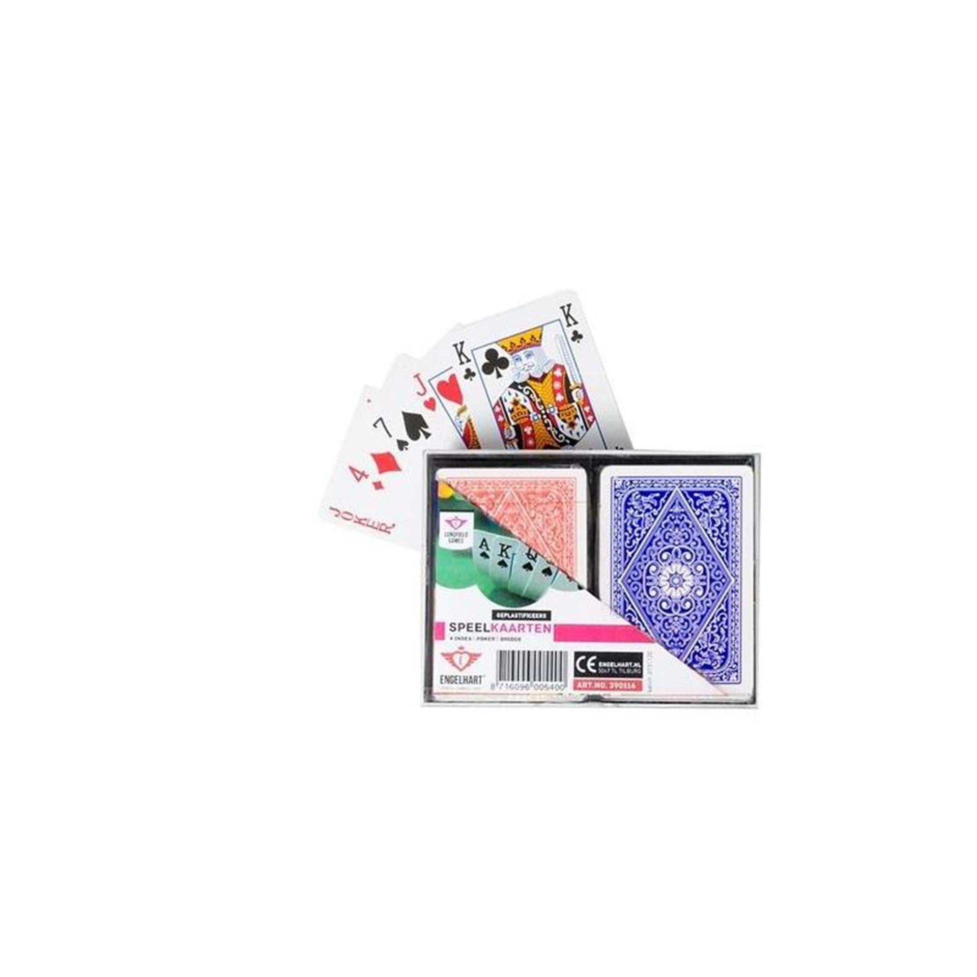 Longfield poker bridge speelkaarten 2 pakjes in kunststof doos