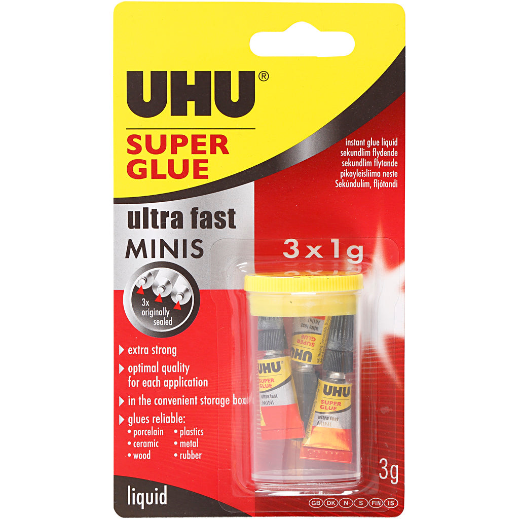 Uhu 3 seconden lijm minis 1 g 3 tube
