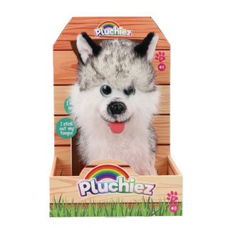 Pluchiez blaffende husky hajko met uitlaten