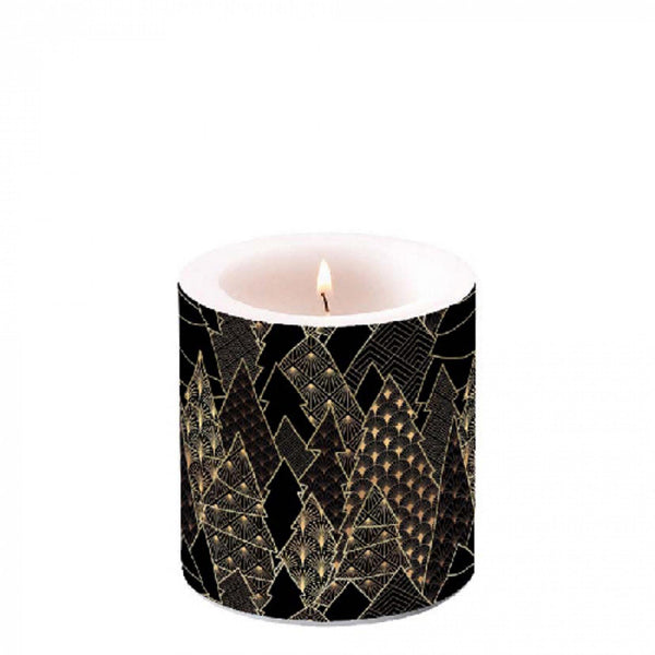 Ambiente kaars luxury trees- zwart -ø 7,5 - h 9 cm -paraffine - branduren â± 35 uren