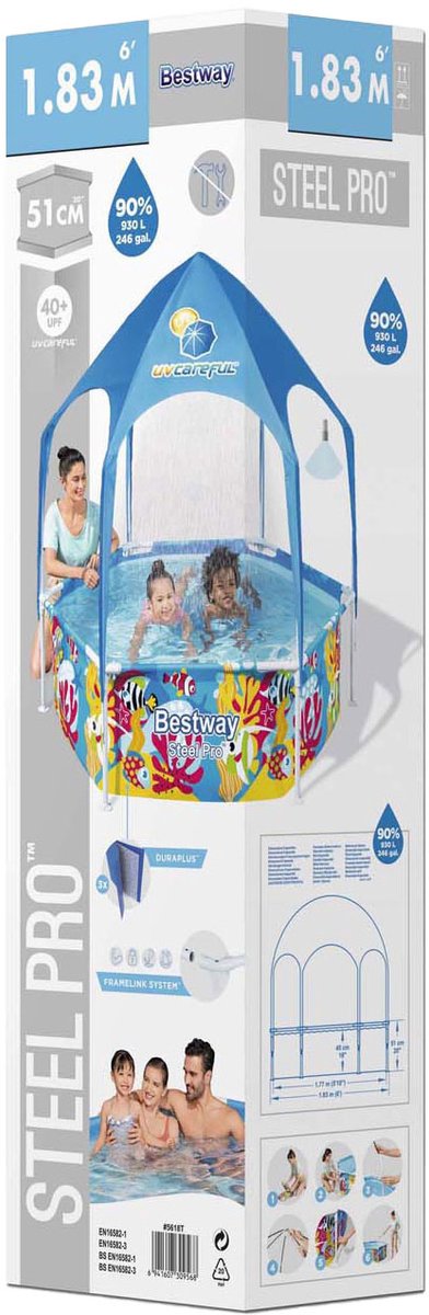 Bestway kinderzwembad steel pro uv zorgvuldige bovengronds 183x51 cm