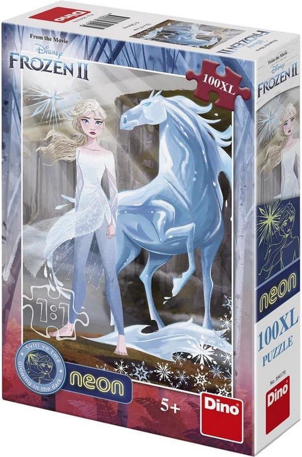 Dinotoys dino puzzel - glow in the dark disney frozen ii - 100 xl stukjes