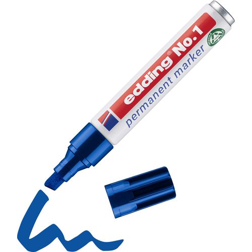 Permanente marker edding no. 1 blauw 1-5 mm beitelvormige punt