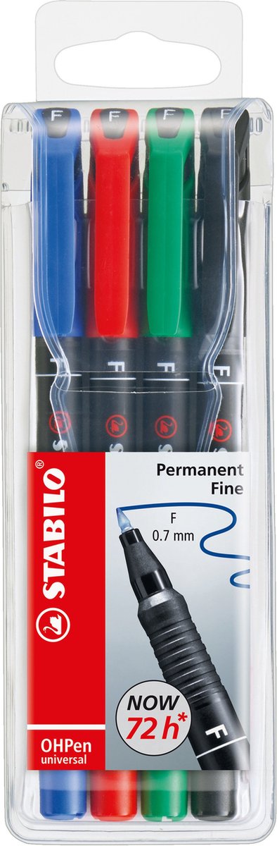 Stabilo ohpen fijn permanente marker in etui - 4dlg.