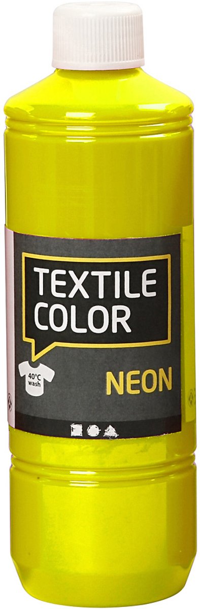 Creativ company textielkleur semi-dekkende textielverf - neon geel, 500ml