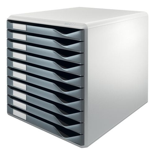 Ladenkastje leitz 5281 89 10 laden29,1x35,2x29,2cm grijs grijs