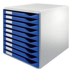 Ladenkastje leitz 10 laden grijs blauw