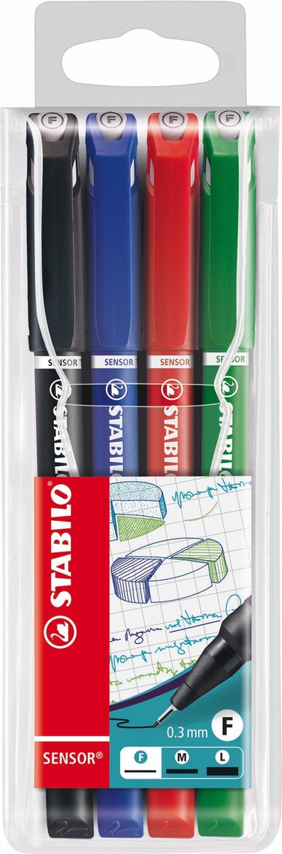 Abi fineliner pen 189 4-colour assortment sensor pack of 4