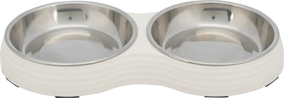 Trixie Voerbak kat dubbel melamine RVS wit