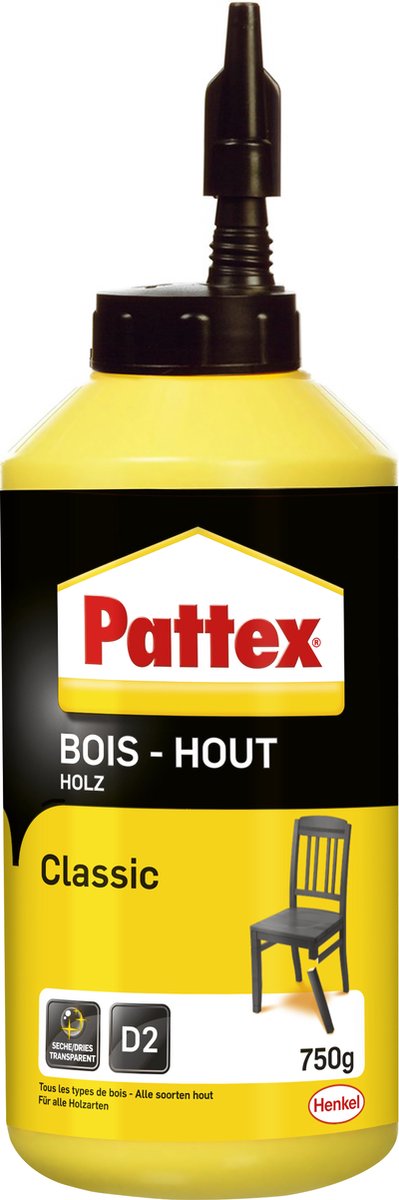 Pattex houtlijm classic 750 g | houtlijm voor universeel verbruik | lijm geschikt voor alle soorten hout.