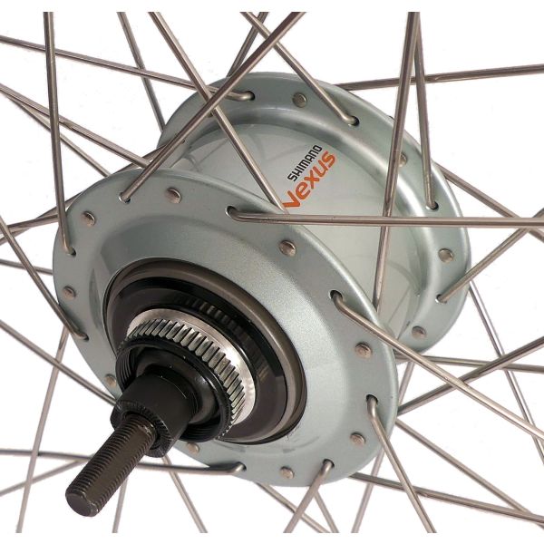 Shimano achterwiel 28 inch nexus 8 naaf (zilver) - zac19 velg (zilver) met rvs spaken - voor schijfrem