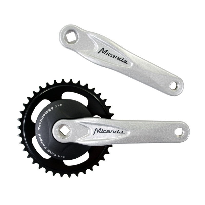 Miranda crankstel alfa 1 38 tands alu nexus 95 mm schijf zwart gepolijst