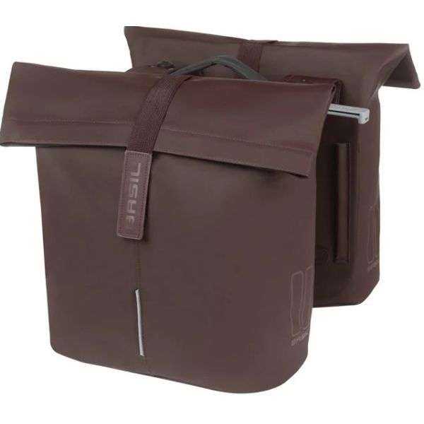 Basil dubbele fietstas city mik 28-32 liter - bruin geroosterd