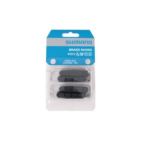 Shimano r55c3 remblokken – cartridge-inserts voor aluminium velgen – racefiets – 55 mm – 2 paar 4 stuks – zwart