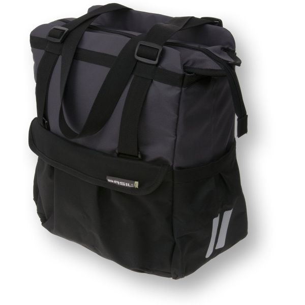 Basil Shopper XL - sportieve en trendy fietstas voor boodschappen en strand, zwart antraciet, 20L