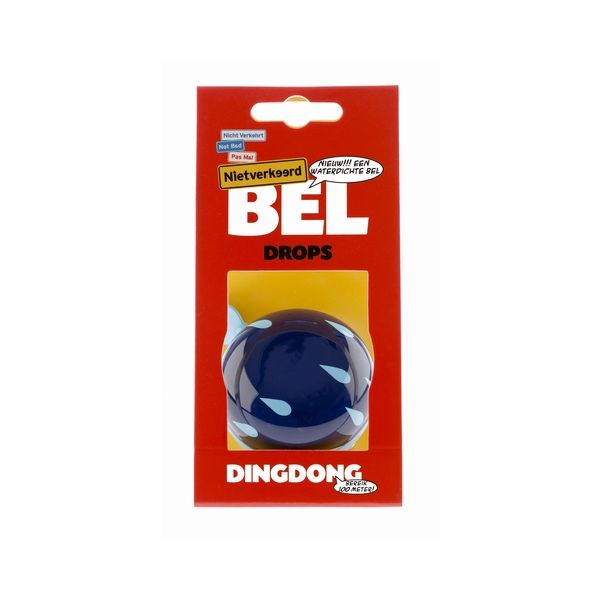 Nv ding dong bel 60mm druppels blauw met druppels kaart