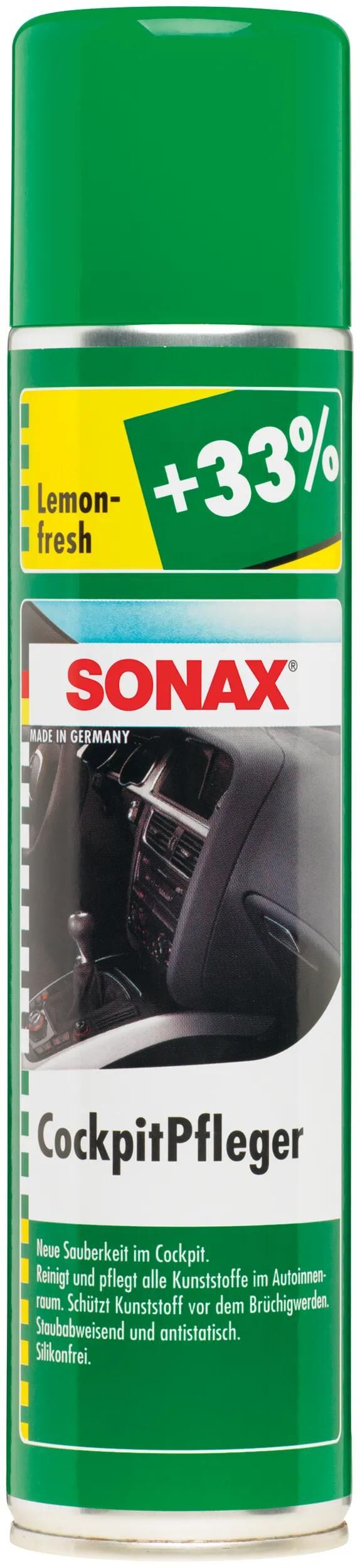 Sonax kunststoffpflegemittel cockpitpfleger cockpit care 400 ml lemon-fresh