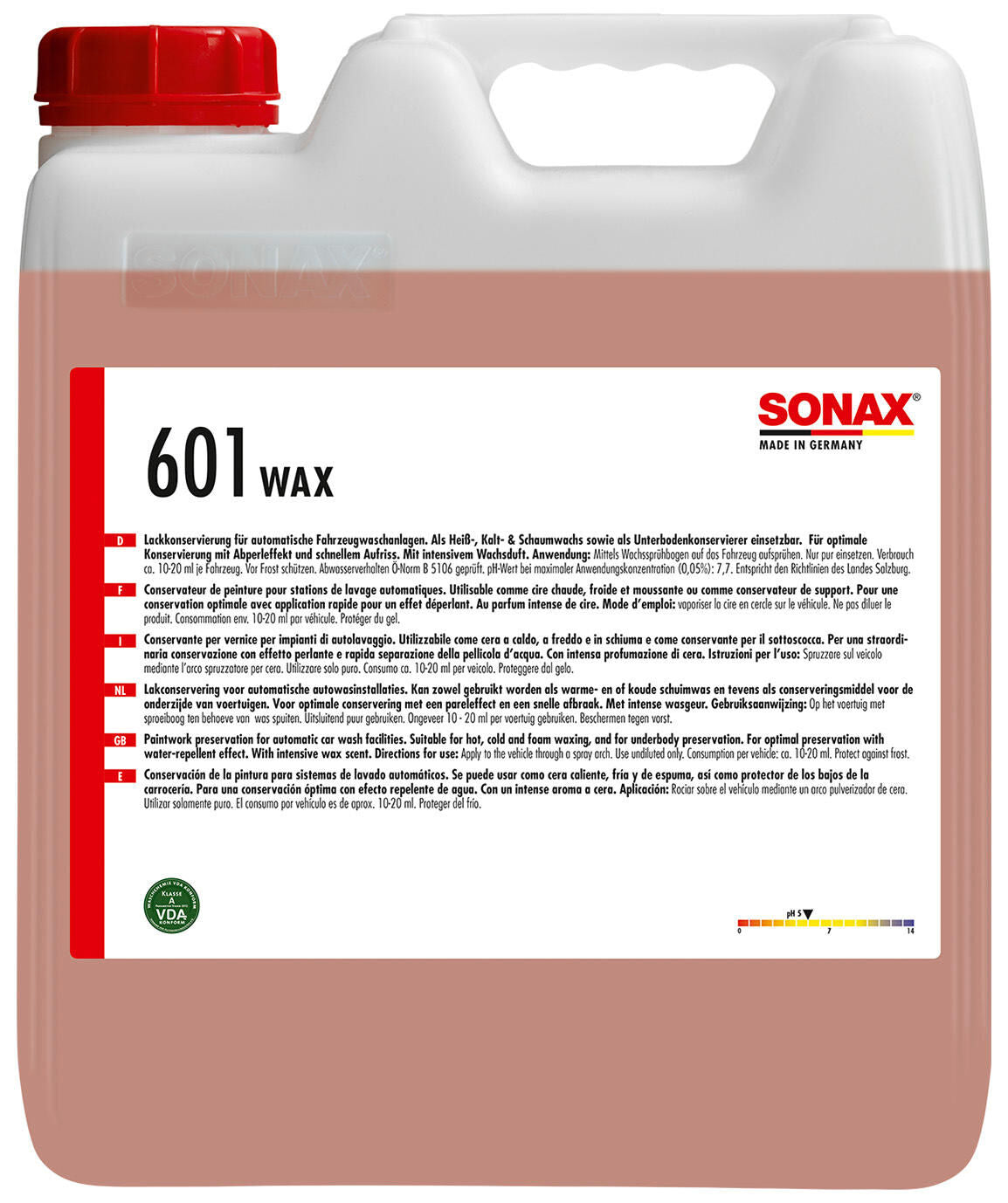 Sonax reinigingsadditief brillantwachs mit wachsduft brilliant wax 10 l canister wax fragrance