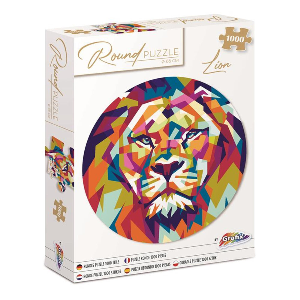 Grafix ronde puzzel leeuw 1000 stukjes ø68cm