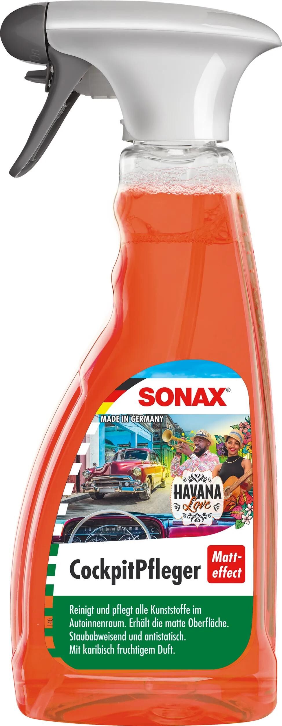 Sonax kunststoffpflegemittel cockpitpfleger matteffect cockpit care 500 ml havana love